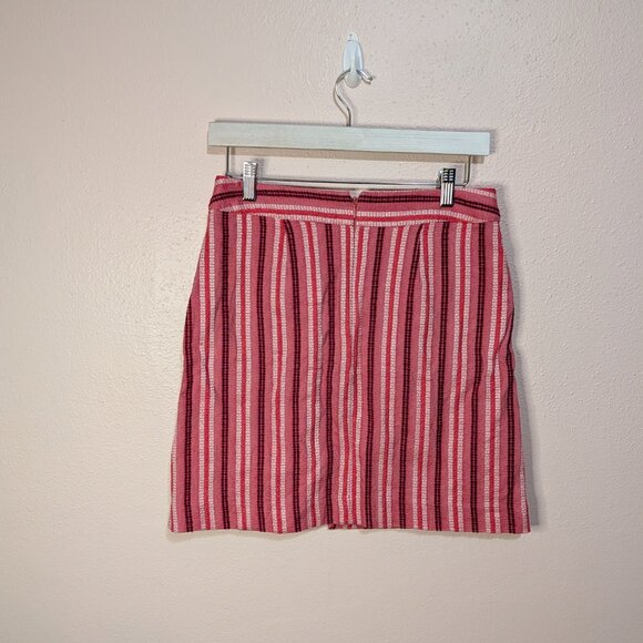 Ann Taylor Loft Womens Size 2 Faux Wrap Skirt Pink Striped Woven Cotton Blend - Picture 3 of 9